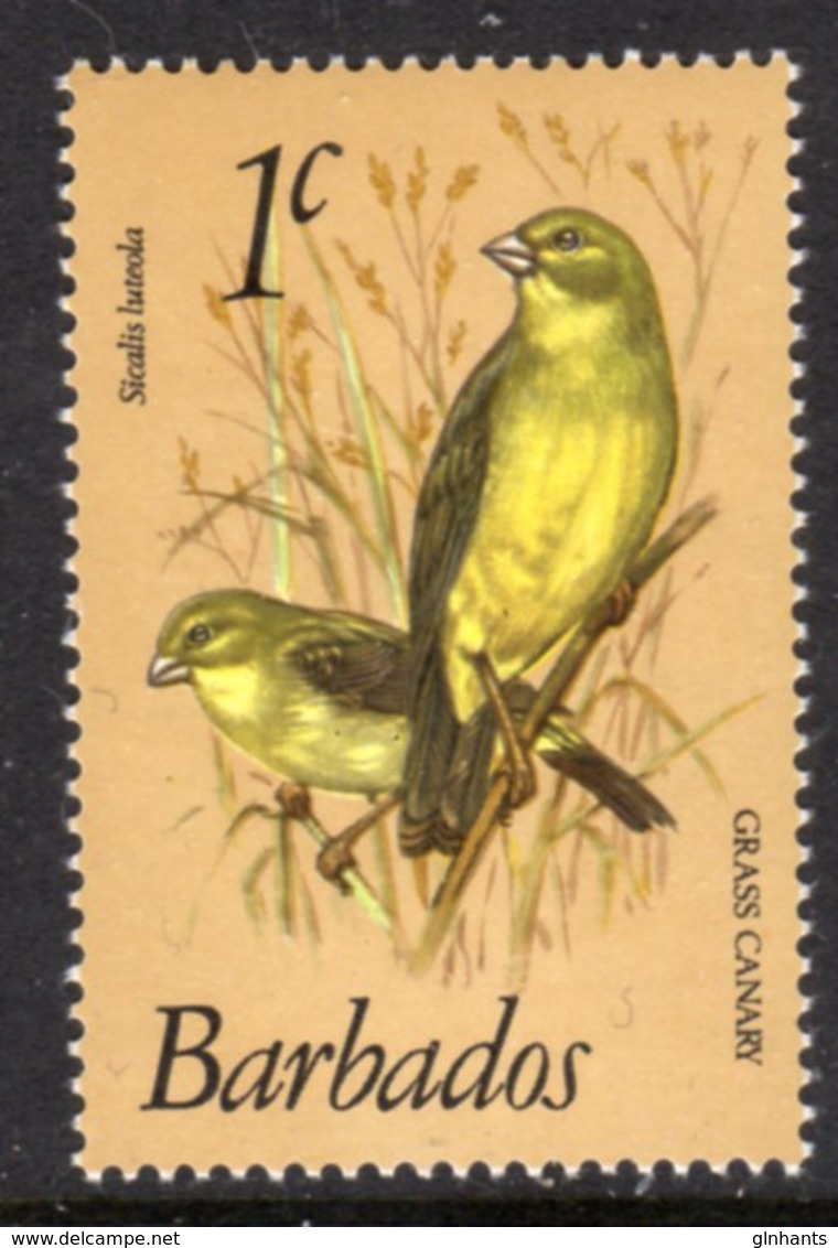 BARBADOS - 1979 1c FINCH BIRD DEFINITIVE WMK W14 S/W MNH ** SG 622 - Barbados (1966-...)