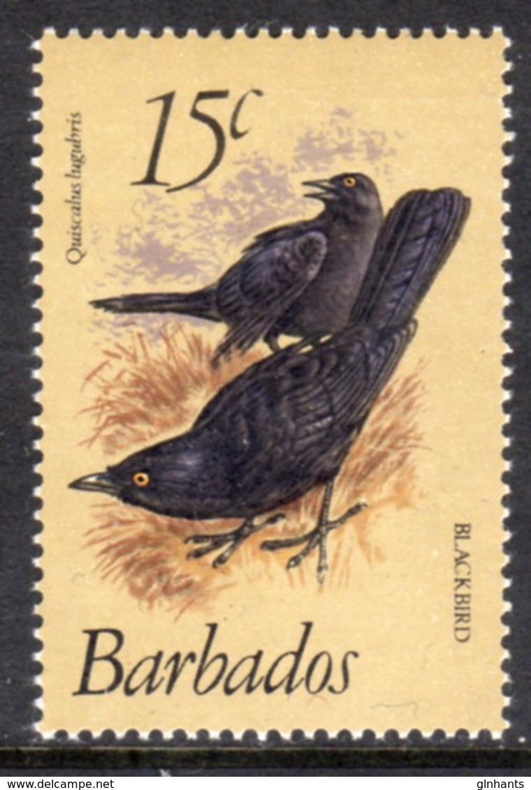 BARBADOS - 1982 15c BLACKBIRD DEFINITIVE WMK W14 S/W MNH ** SG 627a - Barbados (1966-...)