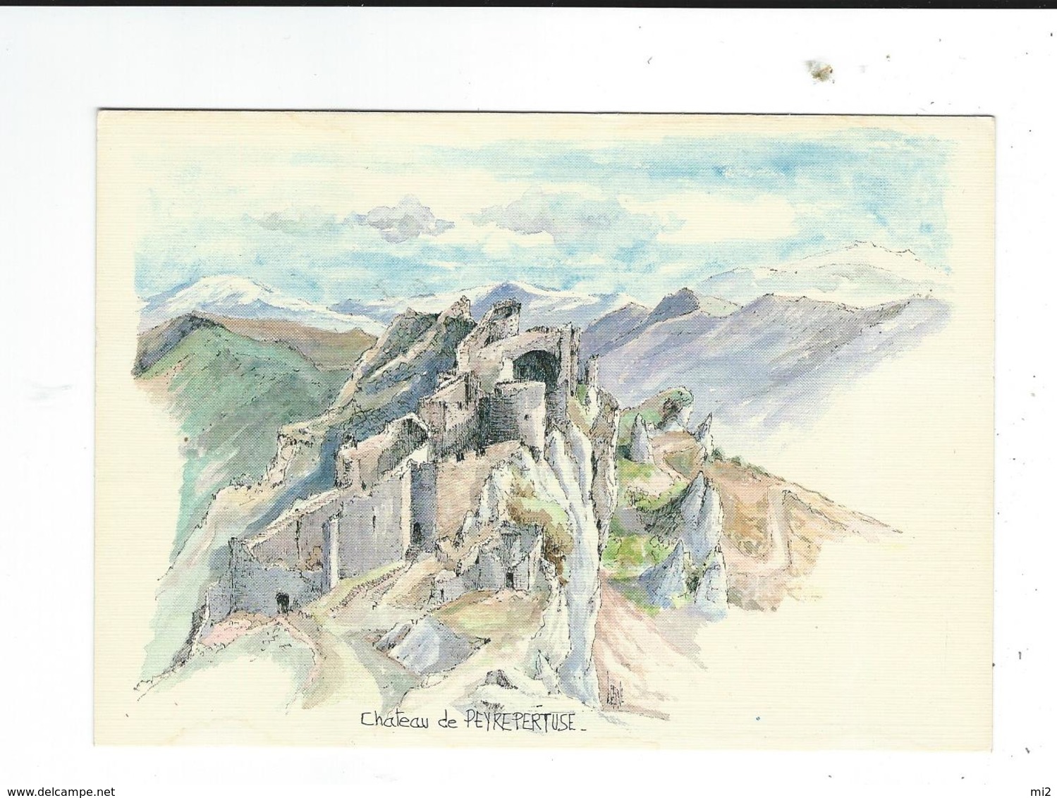 CPM 11 Chateau Cathare Peyrepertuse Aquarelle De Robert Lépine écrite TBE - Autres & Non Classés