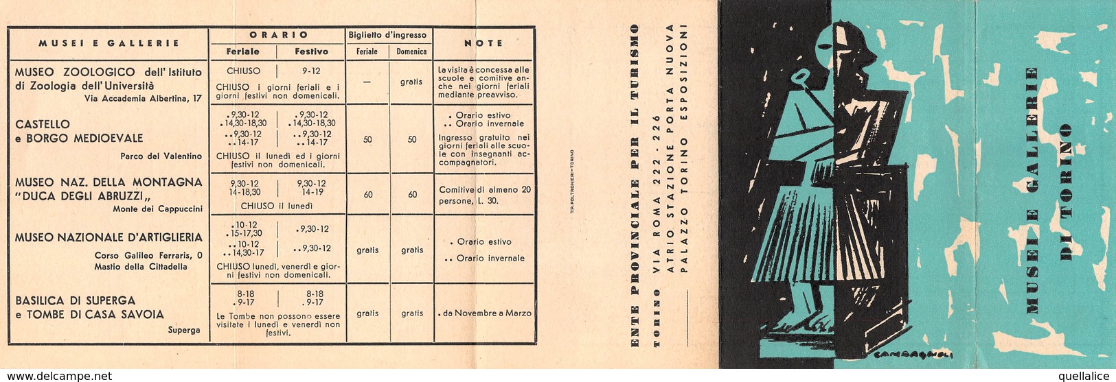 0690 "TORINO - MUSEI E GALLERIE - ORARI - XX SECOLO" ENTE PROVINCIALE PER IL TURISMO. ORIG - Europa