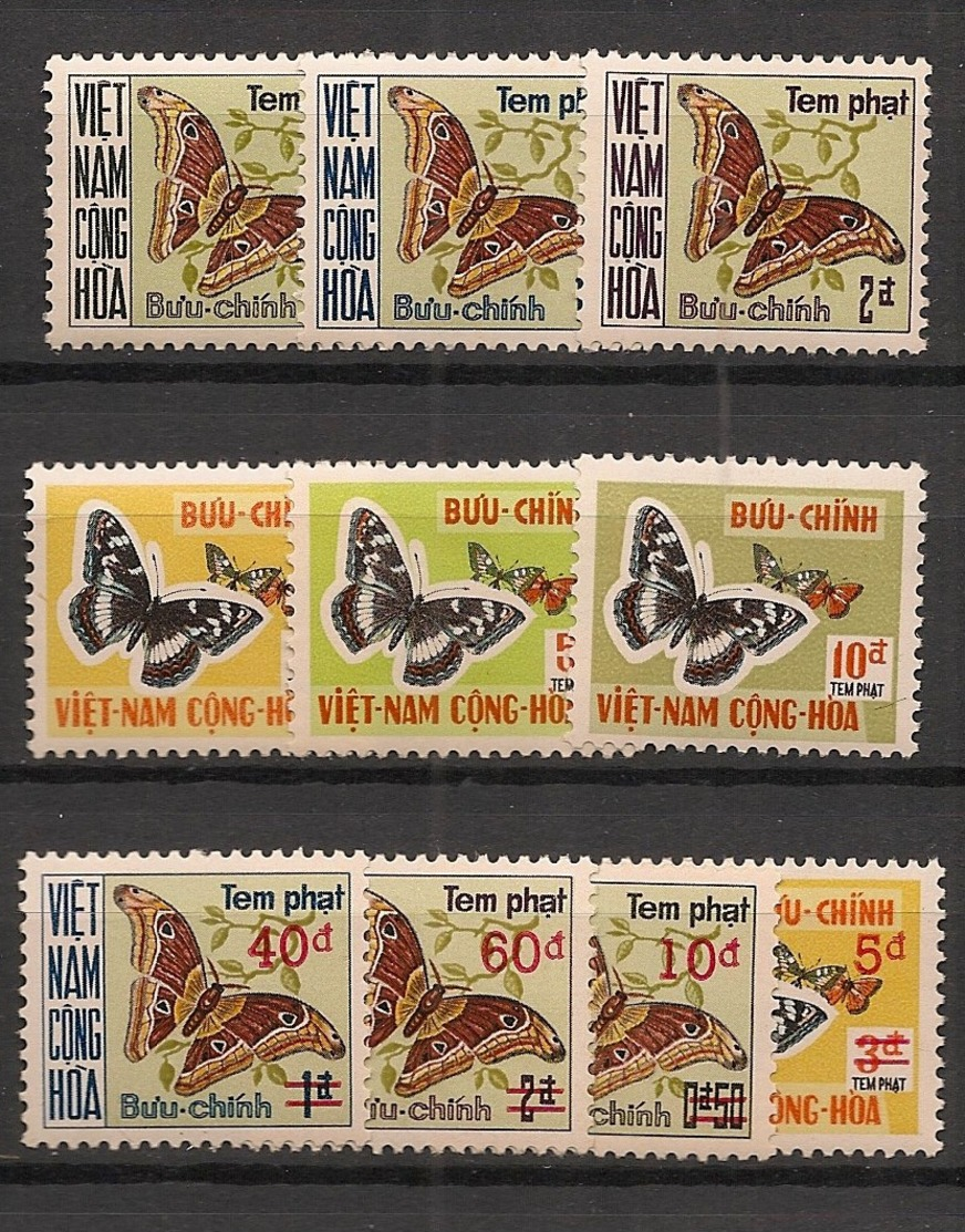 South Vietnam - 1968-74 - Taxe TT N°Yv. 15 à 24 - Complet - Papillons - Neuf Luxe ** / MNH / Postfrisch - Vietnam