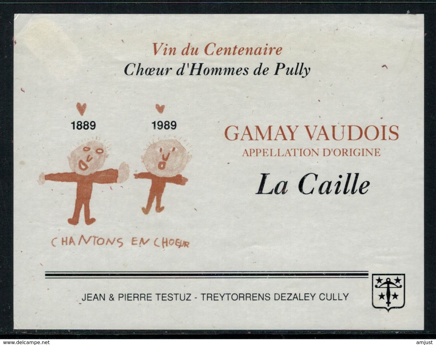 Rare // Etiquette De Vin // Musique // Gamay-Vaudois, Choeur D'homme 1889-1999 - Musica