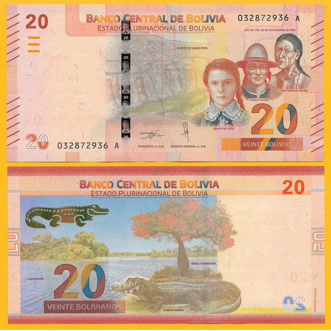 Bolivia 20 Bolivianos P-new 2018 UNC - Bolivia