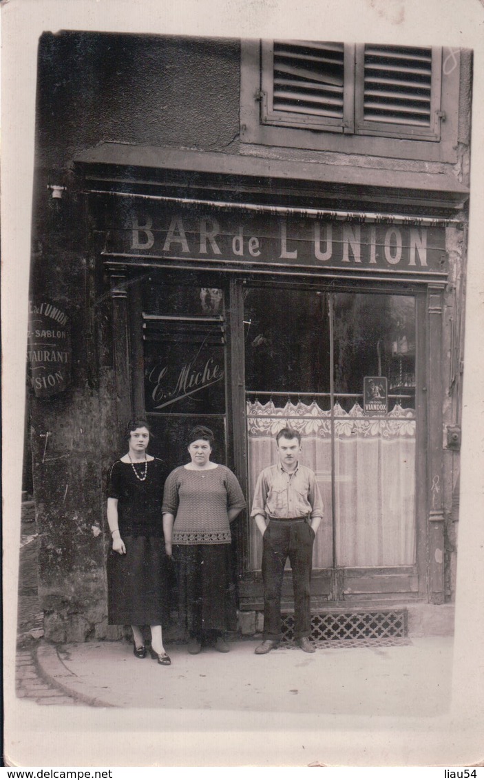 CARTE PHOTO BAR De L'UNION METZ Sablon (renée, Maman Miche, Roger) - Metz