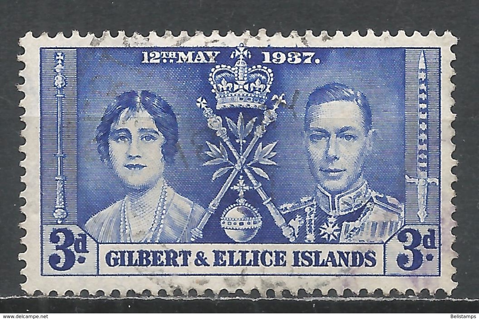 Gilbert & Ellice Islands 1937. Scott #39 (U) Coronation Of King George VI * - Îles Gilbert Et Ellice (...-1979)