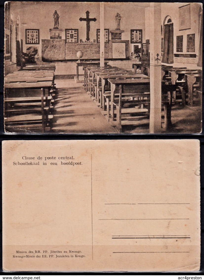 Cb0118 BELGIAN CONGO, Post Card, Classroom At Jesuit Mission, Kwango - Entiers Postaux