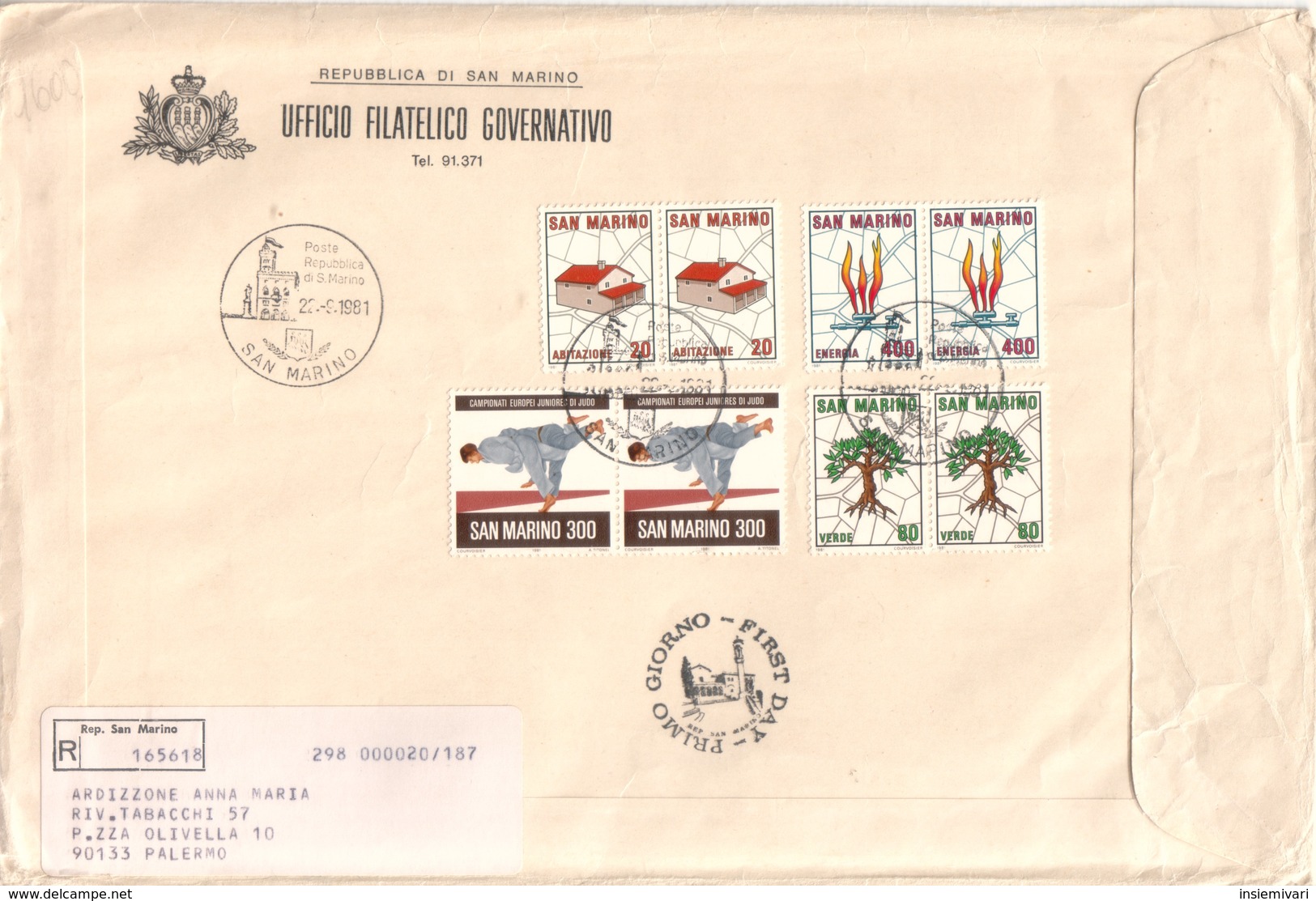 San Marino 1981  - FDC AASFN Camp. Jr Judo Piano Regolat .RACCOMANDATA First Day Cover. - FDC