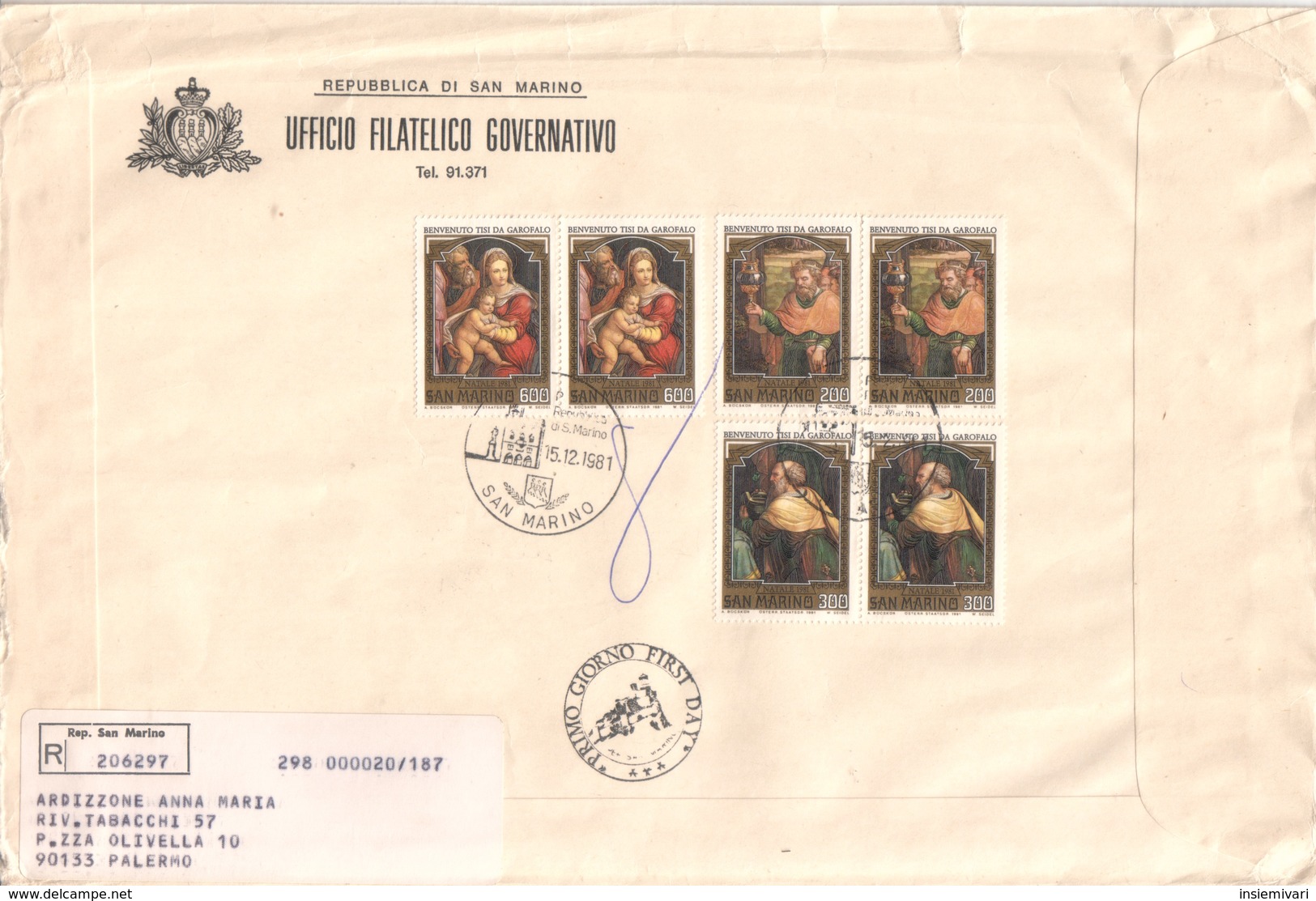 San Marino 1981  - FDC AASFN Natale Benvenuto Tisi Re Magi  .RACCOMANDATA First Day Cover. - FDC