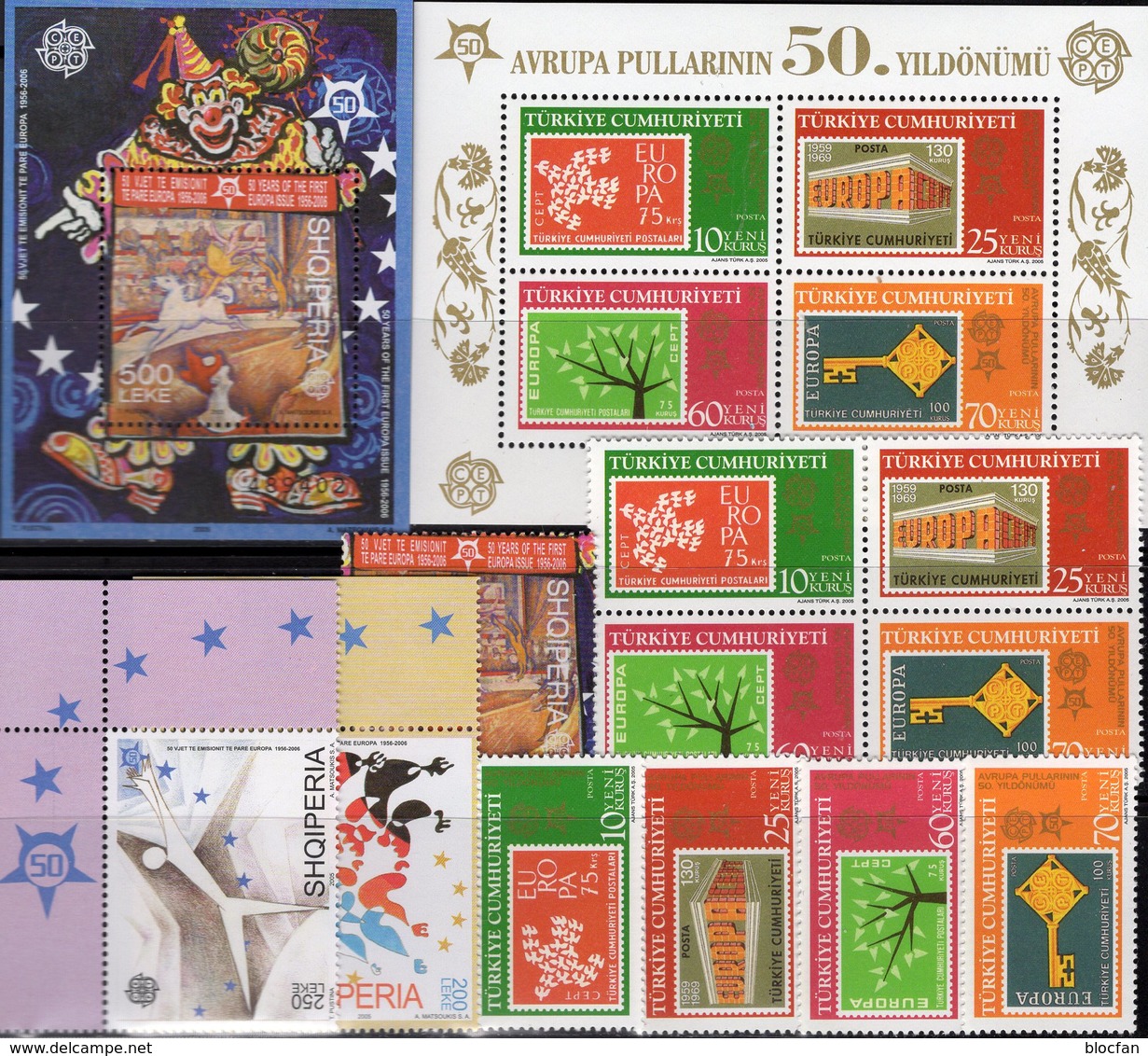 Topic 2006 Türkei 3495/8,VB,Bl.59,Albanien 3045/7+Block 157 ** 62€ Hb M/s Stamps On Stamp Blocs/sheet 50 Years CEPT - Joint Issues