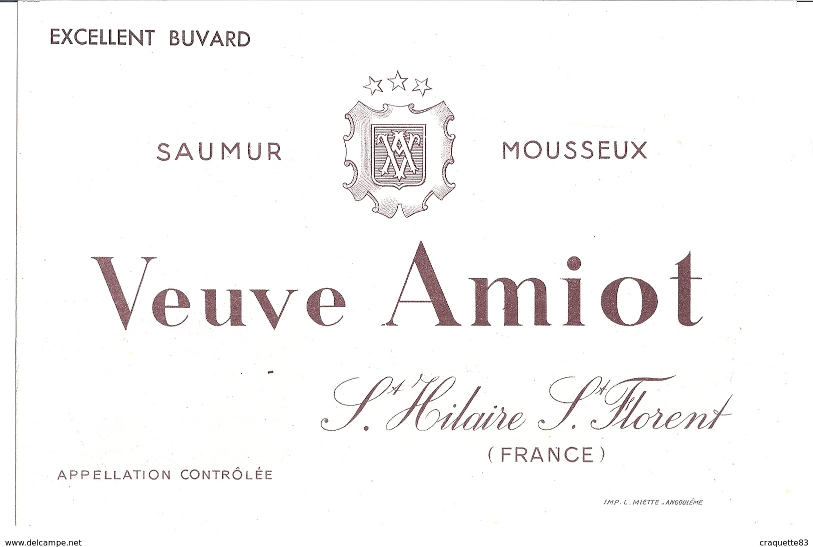 VEUVE AMIOT -SAUMUR MOUSSEUX -ST HILAIRE ST. FLORENT - Autres & Non Classés