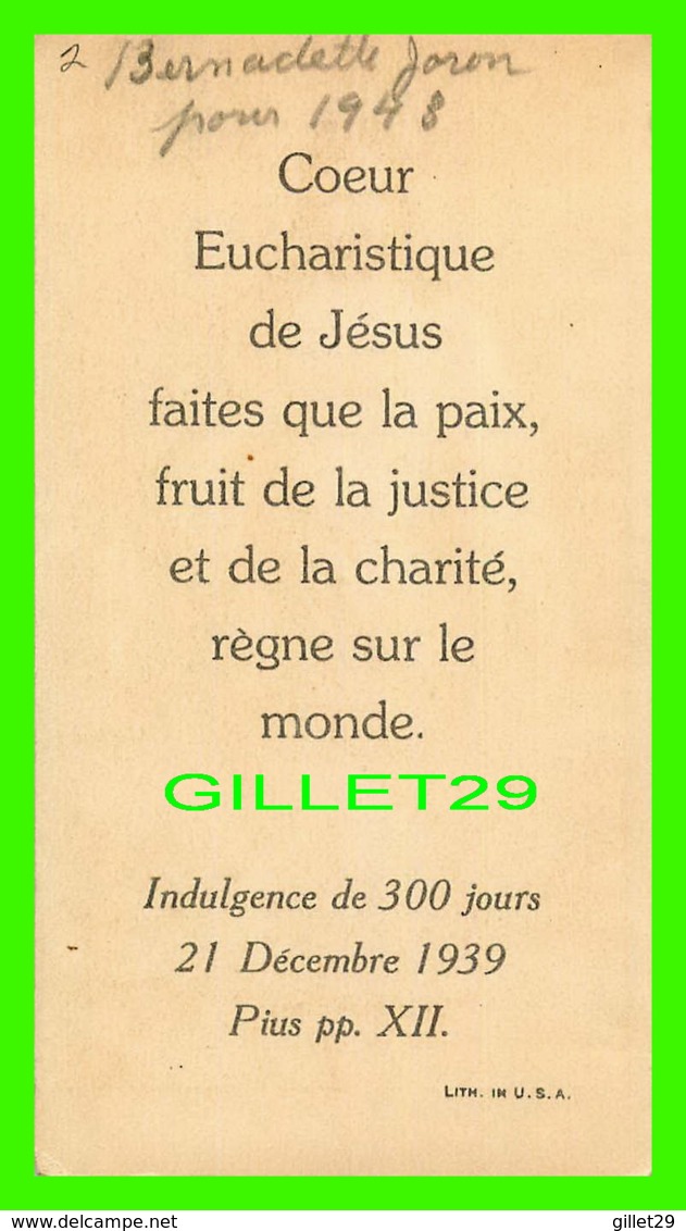 IMA DEMANDE D'INDULGENCE EN 1939 -GES RELIGIEUSES - LE CHRIST DE LA PAIX - - Images Religieuses