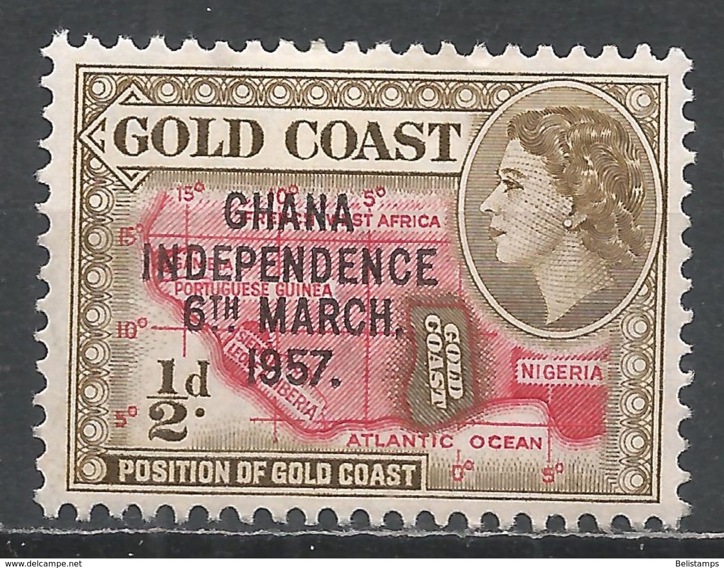 Ghana 1957. Scott #5 (M) Map Of West Africa * - Ghana (1957-...)