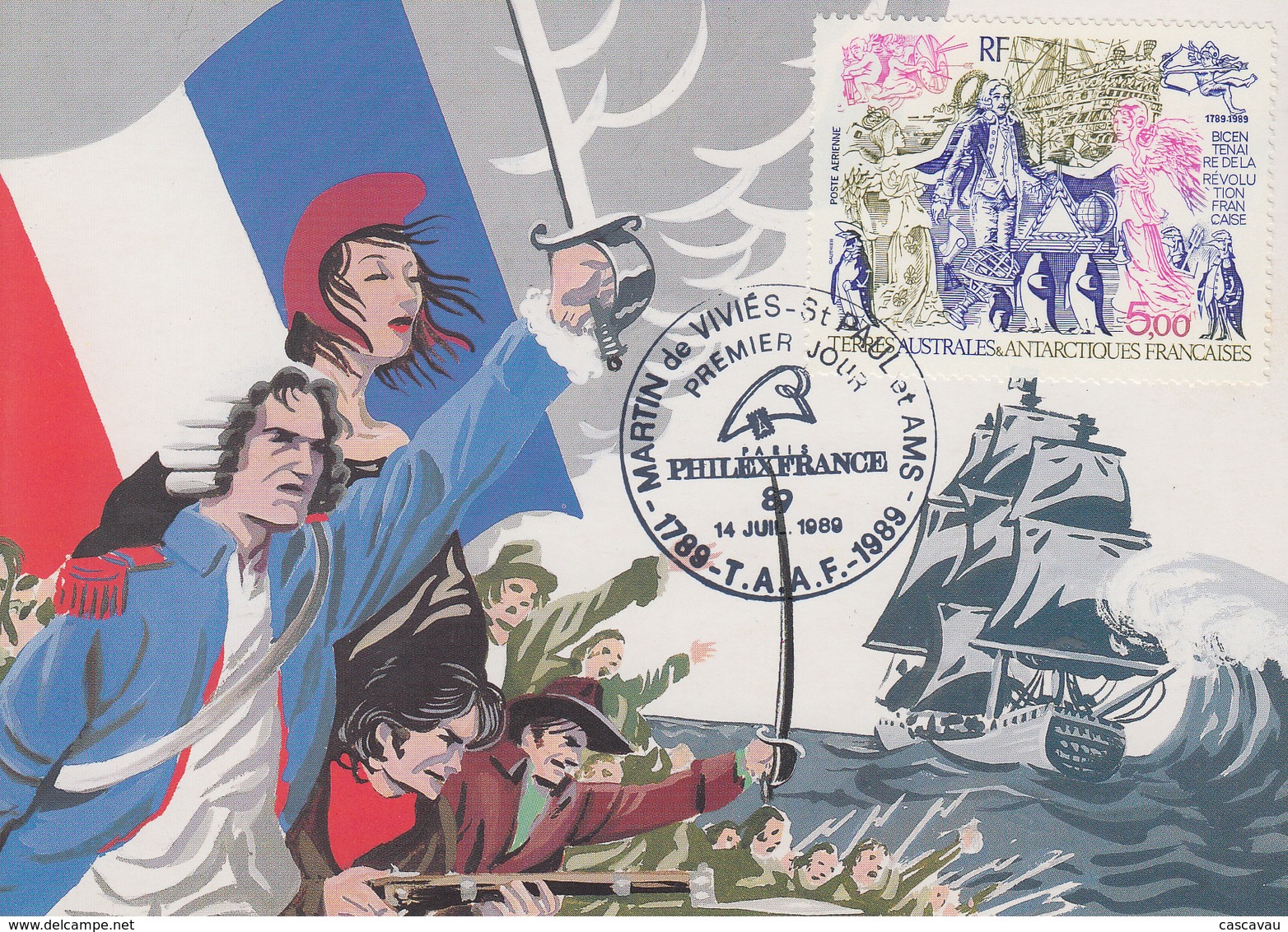 Carte  Maximum  1er  Jour   T.A.A.F   Bicentenaire  De  La  Révolution   PHILEXFRANCE   1989 - Lettres & Documents