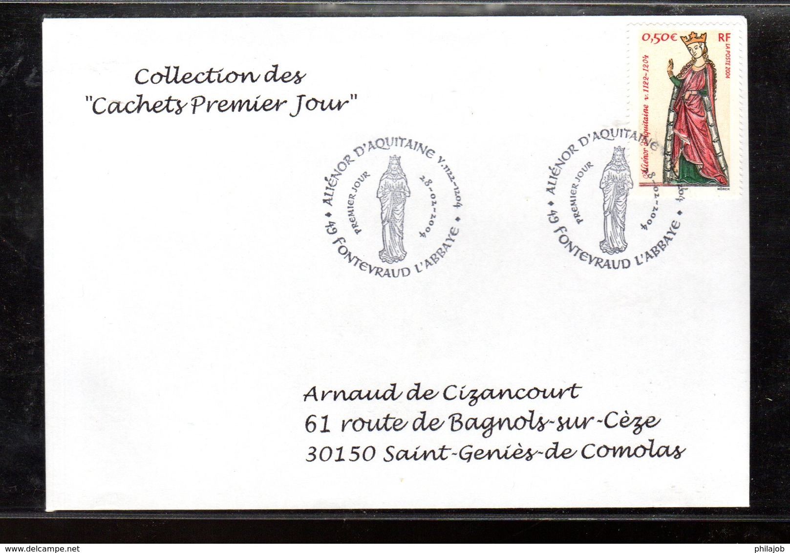 " REINE ALIENOR D'AQUITAINE " Sur Enveloppe 1er Jour De 2004 De La Collection " CACHETS PREMIER JOUR " N° YT 3640 - Autres & Non Classés