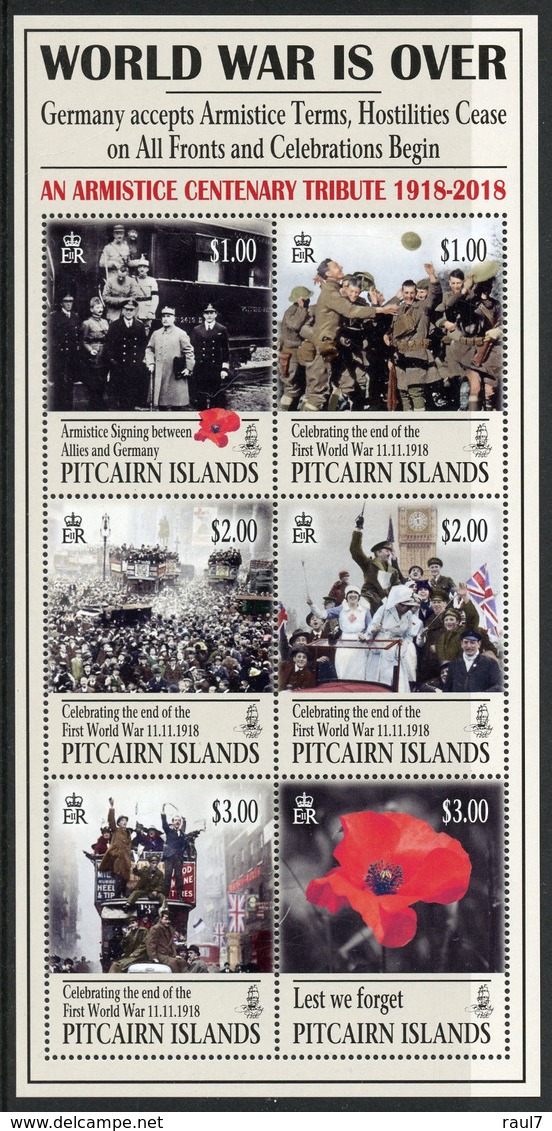 PITCAIRN 2018 - Cent Fin 1ere Guerre Mondiale, Armistice - Feuillet 6 Val Neufs // Mnh - Guerre Mondiale (Première)