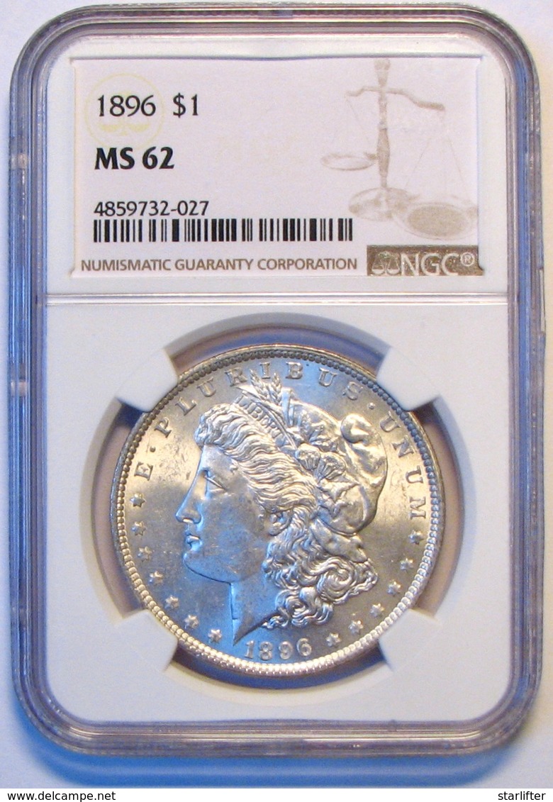 1896 Morgan Silver Dollar. NGC Certified MS62. M13. - 1878-1921: Morgan