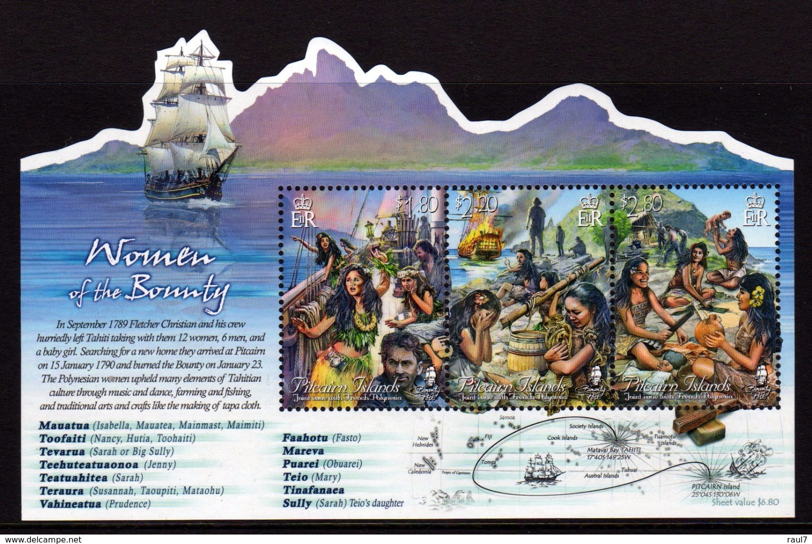 PITCAIRN 2017 - Les Femmes Du Bateau Le Bounty, Conjoint Avec Polynésie Fr - BF Neufs // Mnh - Pitcairn