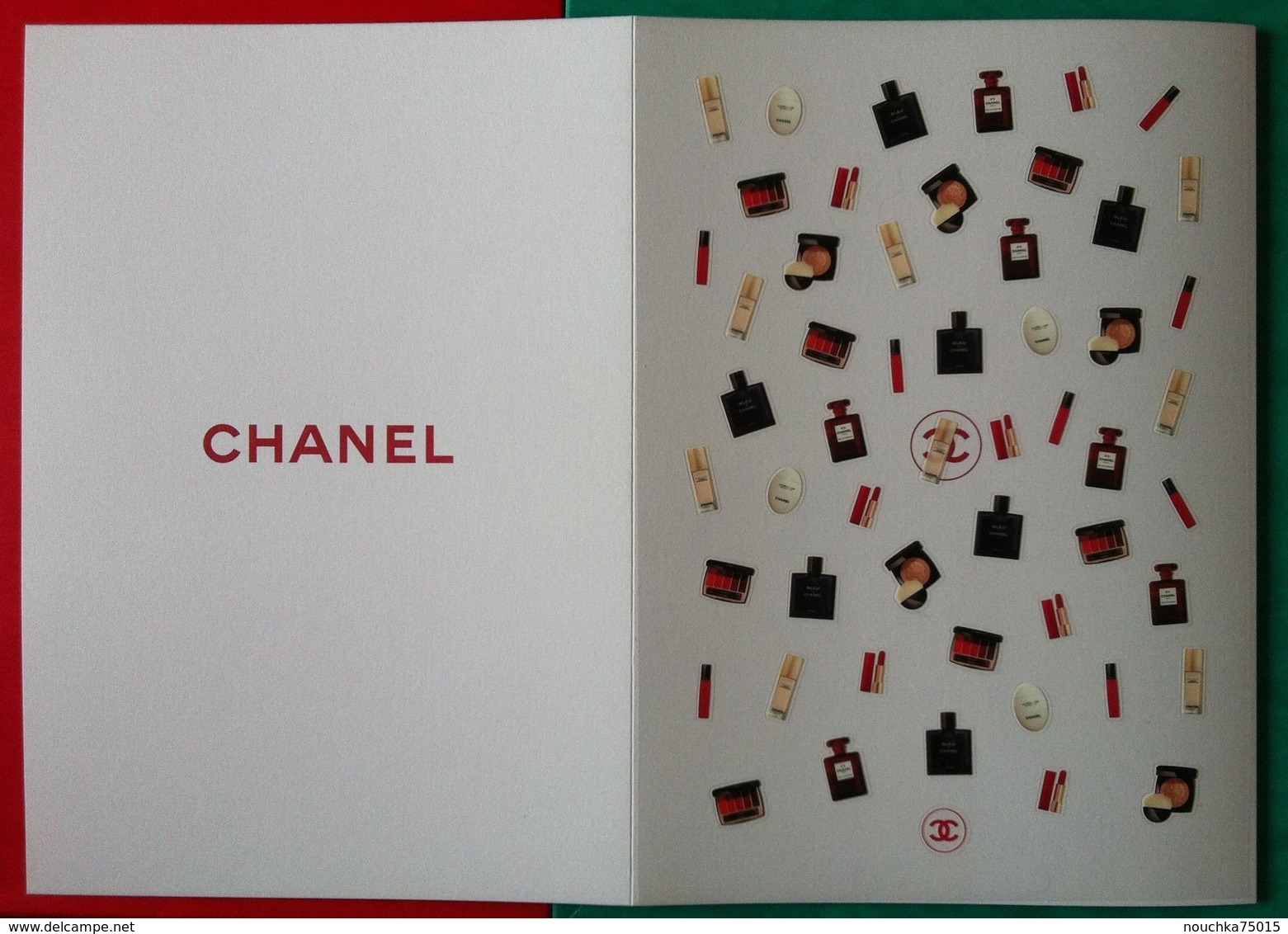 Chanel - Noël 2018, grand triptique cartonné + planche de mini stickers