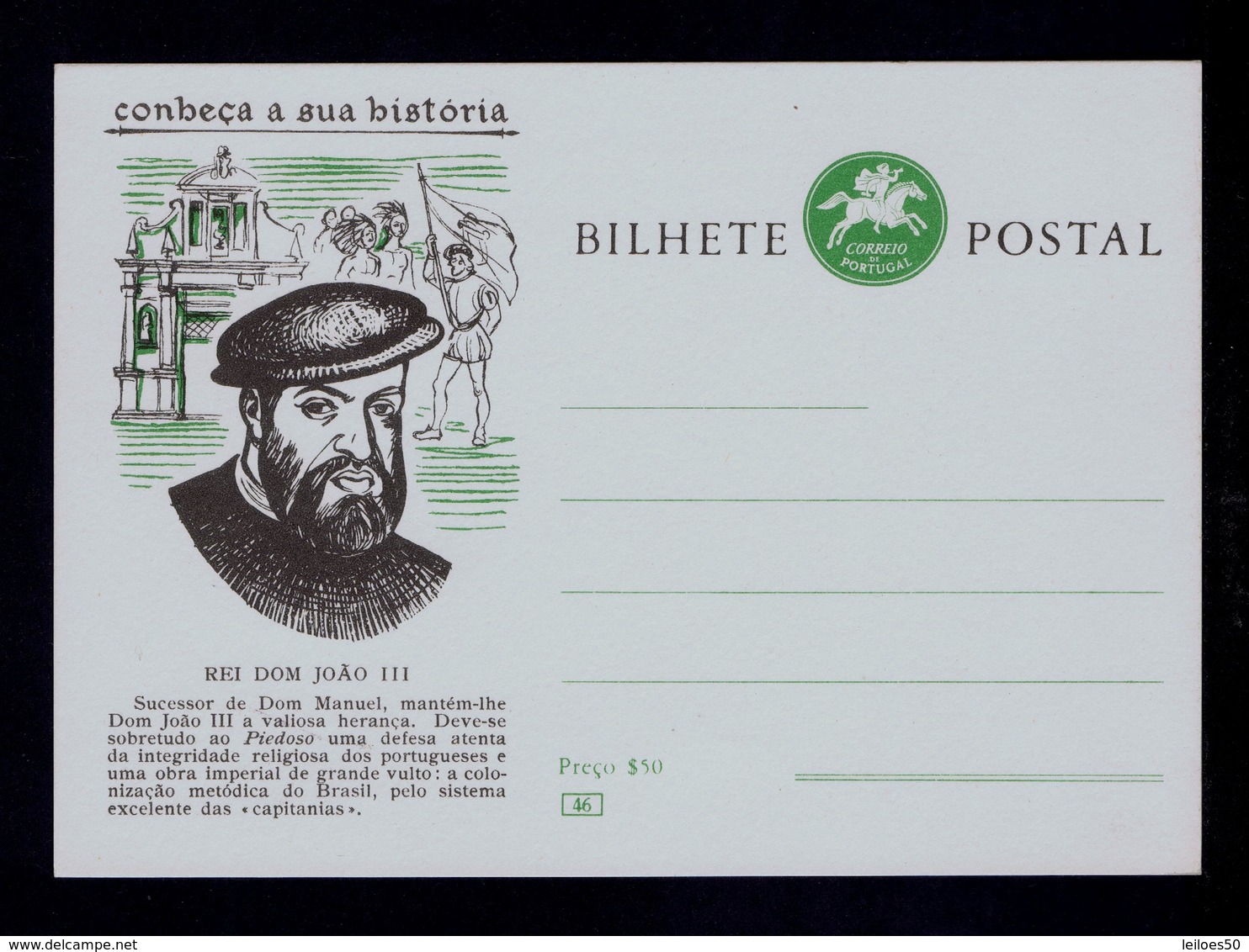 D.JOÃO III Kings Brazil Colonization Organization Religion Postal Stationery Portugal #9879 - Familles Royales