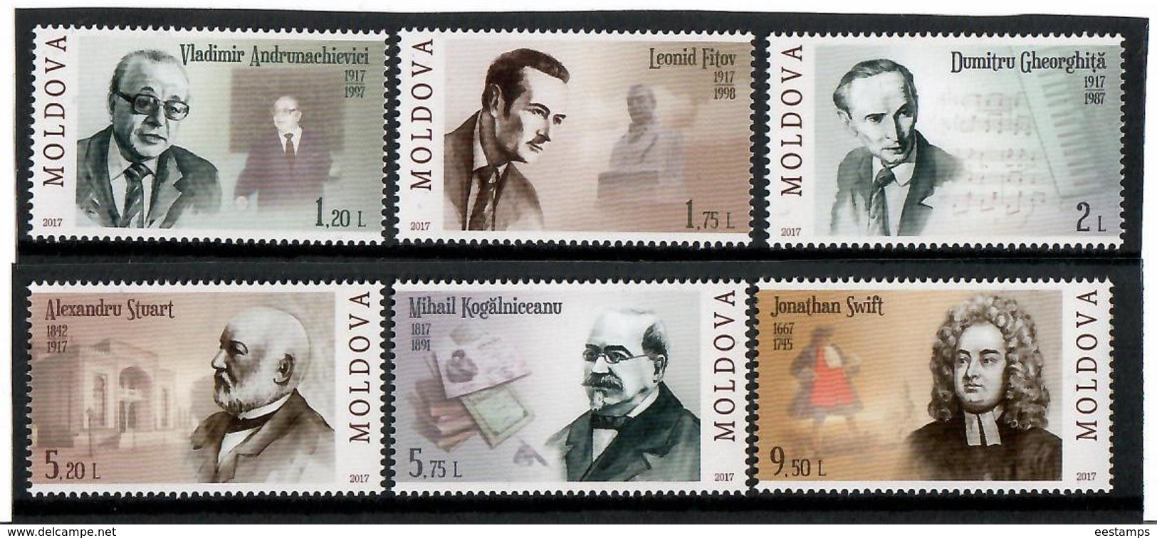 Moldova.2017 Famous Persons. 6v: 1.20, 1.75, 2, 5.2, 5.75, 9.5 Michel # 1022-27 - Moldavie