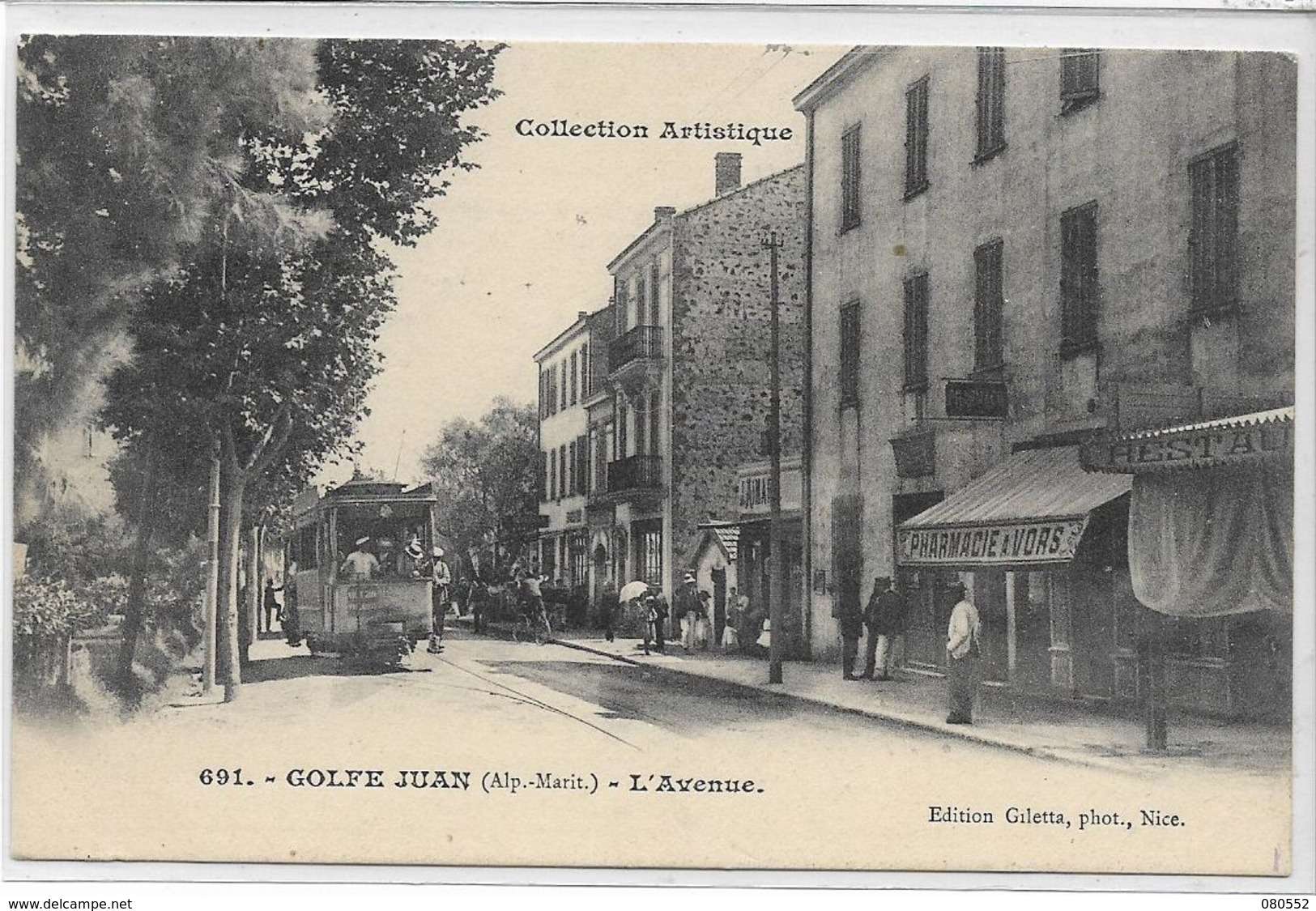 06 GOLFE-JUAN . L'avenue Animée , Le Tramway , édit :Gilletta Nice  , écrite En 1905 , état Extra - Autres & Non Classés