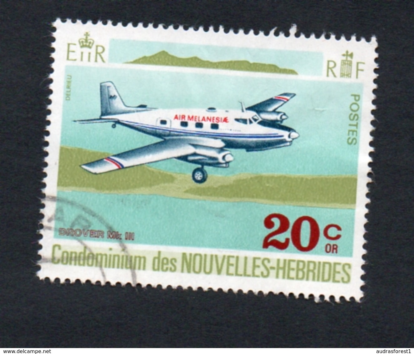 1972 Avion Nouvelles Hebrides 20c  Yvert Tellier No. 322 Timbre Usagee, Sans Charniere - Used Stamps