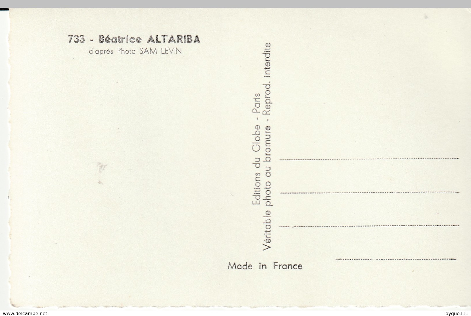 CPA   Béatrice Altariba  (n°733 Photo Sam Lévin) Ed Du Globe- Paris - Femmes Célèbres