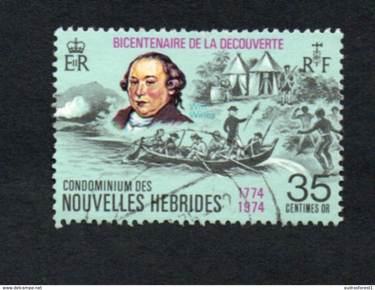 1974 DECOUVERTE  Nouvelles Hebrides 35c  Yvert Tellier No. 395 Timbre Usagee, Sans Charniere Par Monsieur WALES - Oblitérés