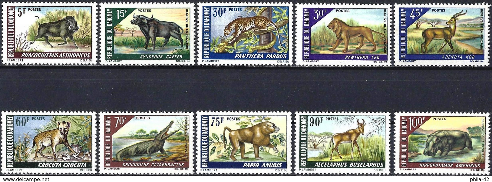 Dahomey 1968 - Fauna ( Mi 337/46 - YT 265/74 ) MNH** Complete Issue - Bénin – Dahomey (1960-...)