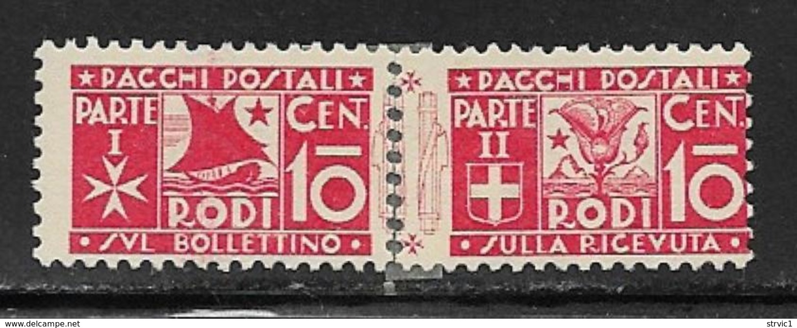 Italy Aegean Islands Rhodes Scott # Q2 Parts 1 And 2, Separated But Mint Hinged Pair Parcel Post, 1934 - Aegean (Rodi)