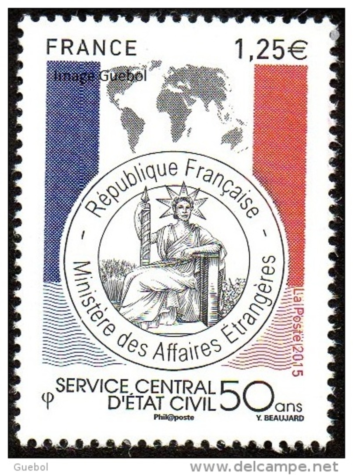 France N° 4959 ** Service Central D'État Civil 50 Ans - Neufs