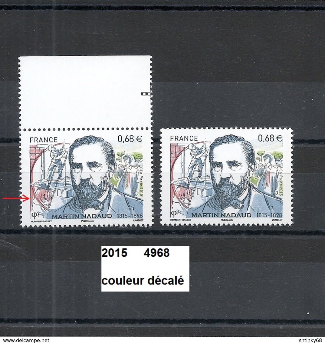 Variété De 2015 Neuf**  Y&T N° 4968 Couleurs Décalées - Unused Stamps