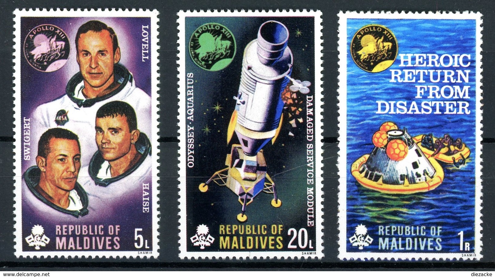 Malediven MiNr. 367-69 Postfrisch MNH Raumfahrt Apollo 13 (RF180 - Malediven (1965-...)