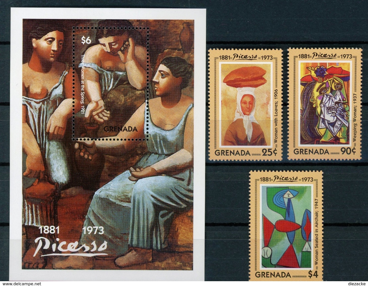 Grenada MiNr. 2564-66 + Bl 335 Postfrisch MNH Kunst Picasso (Ku344 - Grenada (1974-...)