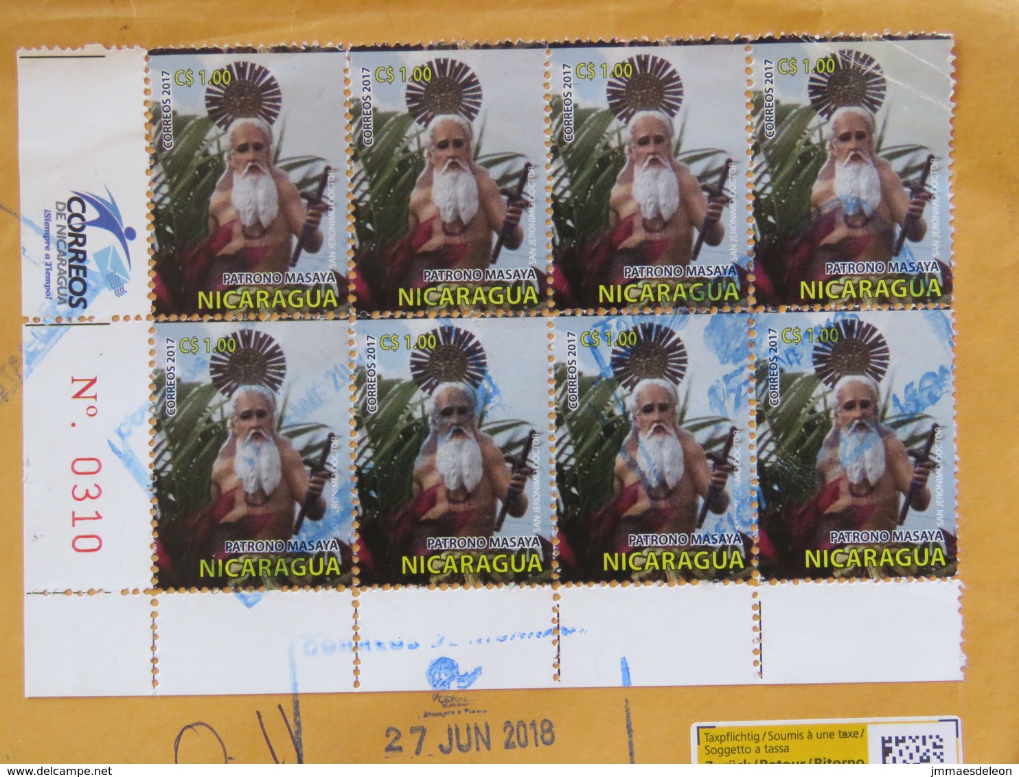Nicaragua 2018 Cover To Switzerland - Returned Not Claimed - Religious Processions - Helicopter - Flowers - Nicaragua