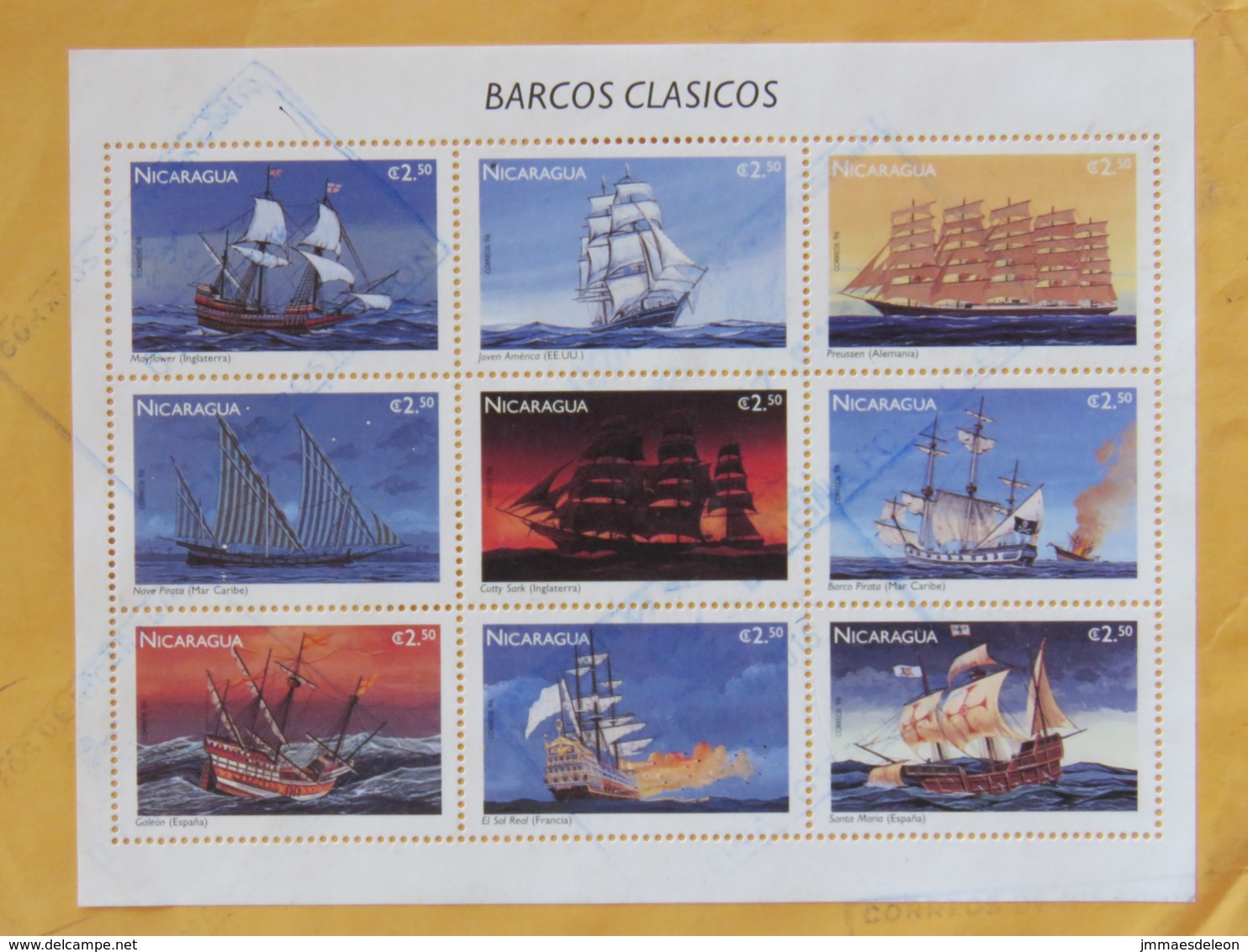 Nicaragua 2018 Cover To Russia - Returned Bad Adress - Full Sheet Ships - Birds Copernicus Butterfly - Nicaragua