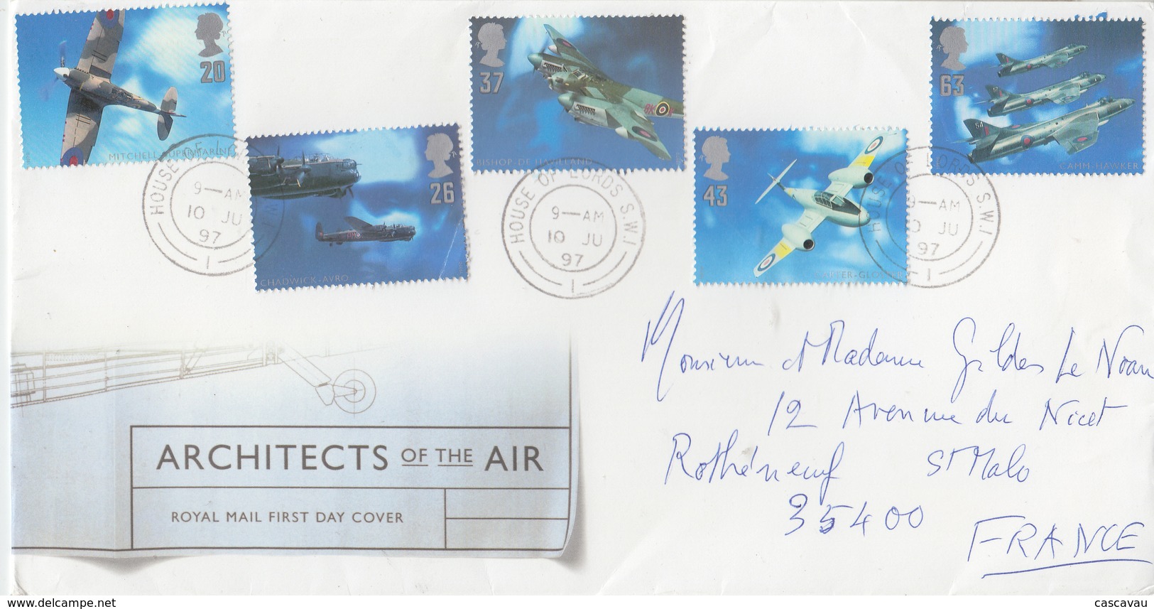 Enveloppe  FDC  1er  Jour   GRANDE  BRETAGNE    Avions  Et  Leurs  Constructeurs   1997 - 1991-2000 Decimal Issues