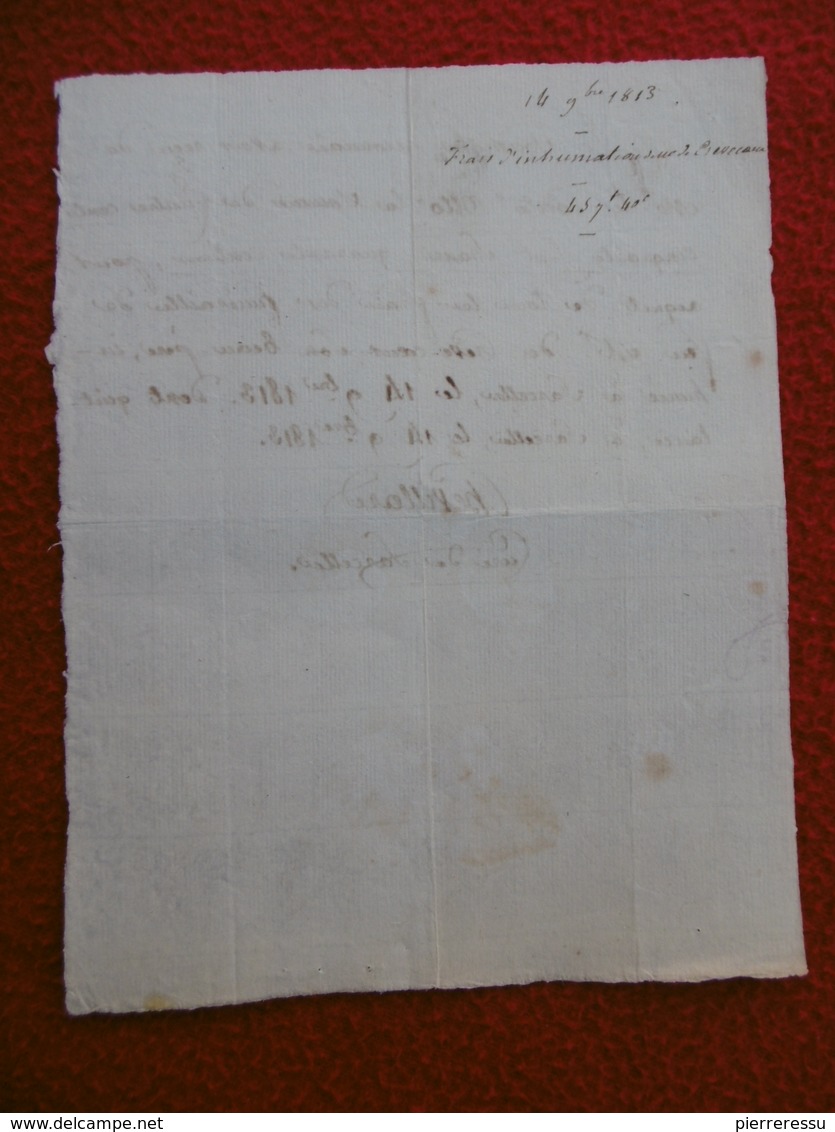 BILLET AUTOGRAPHE CHEVILLARD CURE DE SARCELLES FUNERAILLES SAINT JOHN DE CRÈVECOEUR BEAU PERE DU COMTE OTTO 1813 - Autres & Non Classés