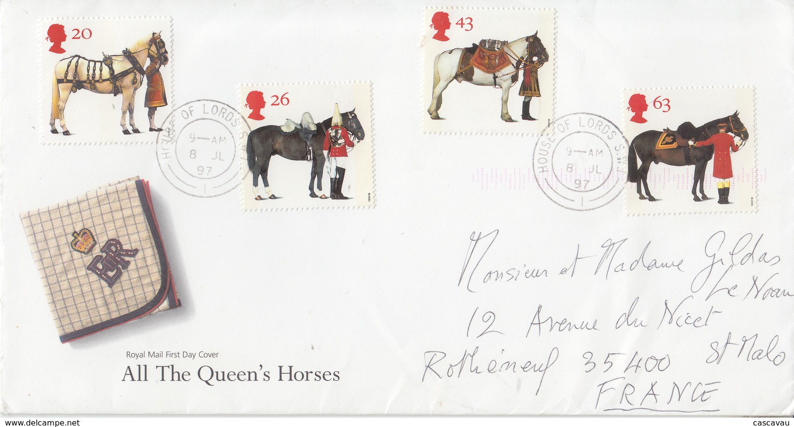 Enveloppe  FDC  1er  Jour   GRANDE  BRETAGNE    50éme   Anniversaire  De  La   British  Horse  Society     1997 - 1991-2000 Decimal Issues