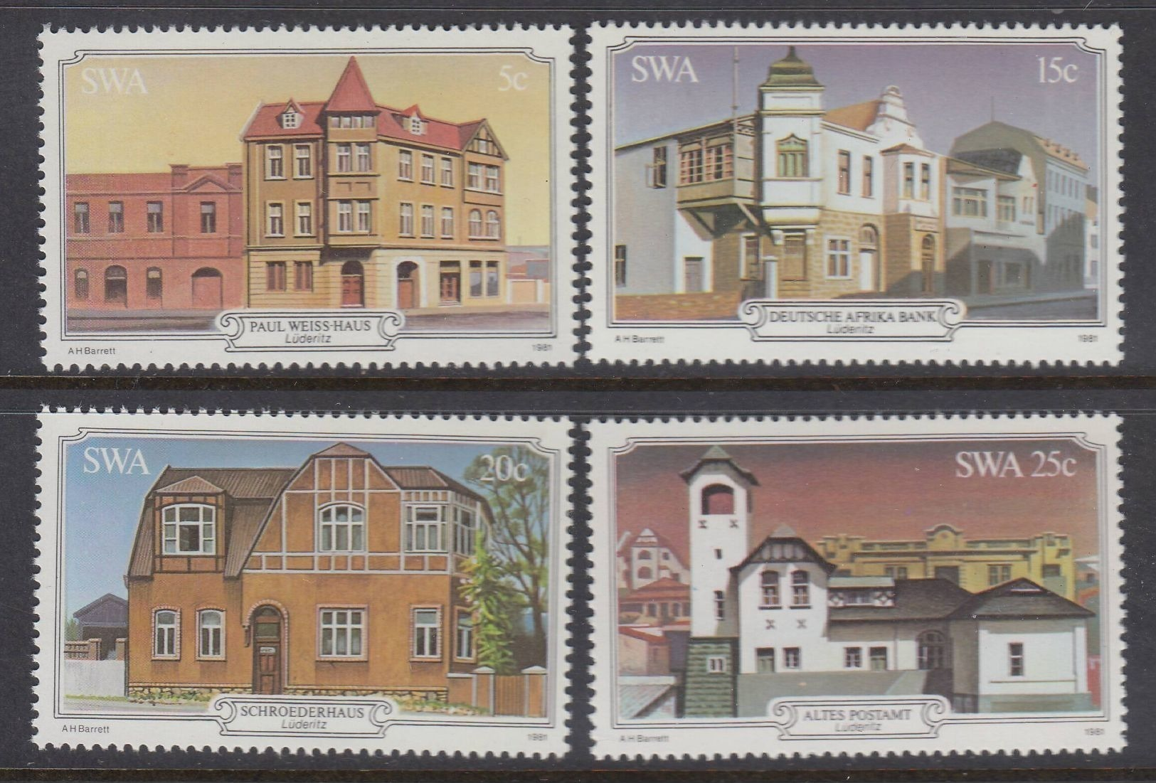 D90819 South West Africa 1981 ARCHITECTURE BUILDINGS MNH Set  - SWA Namibia Namibie RSA - Sud Afrika - Zuid Afrika - Afr - Namibie (1990- ...)