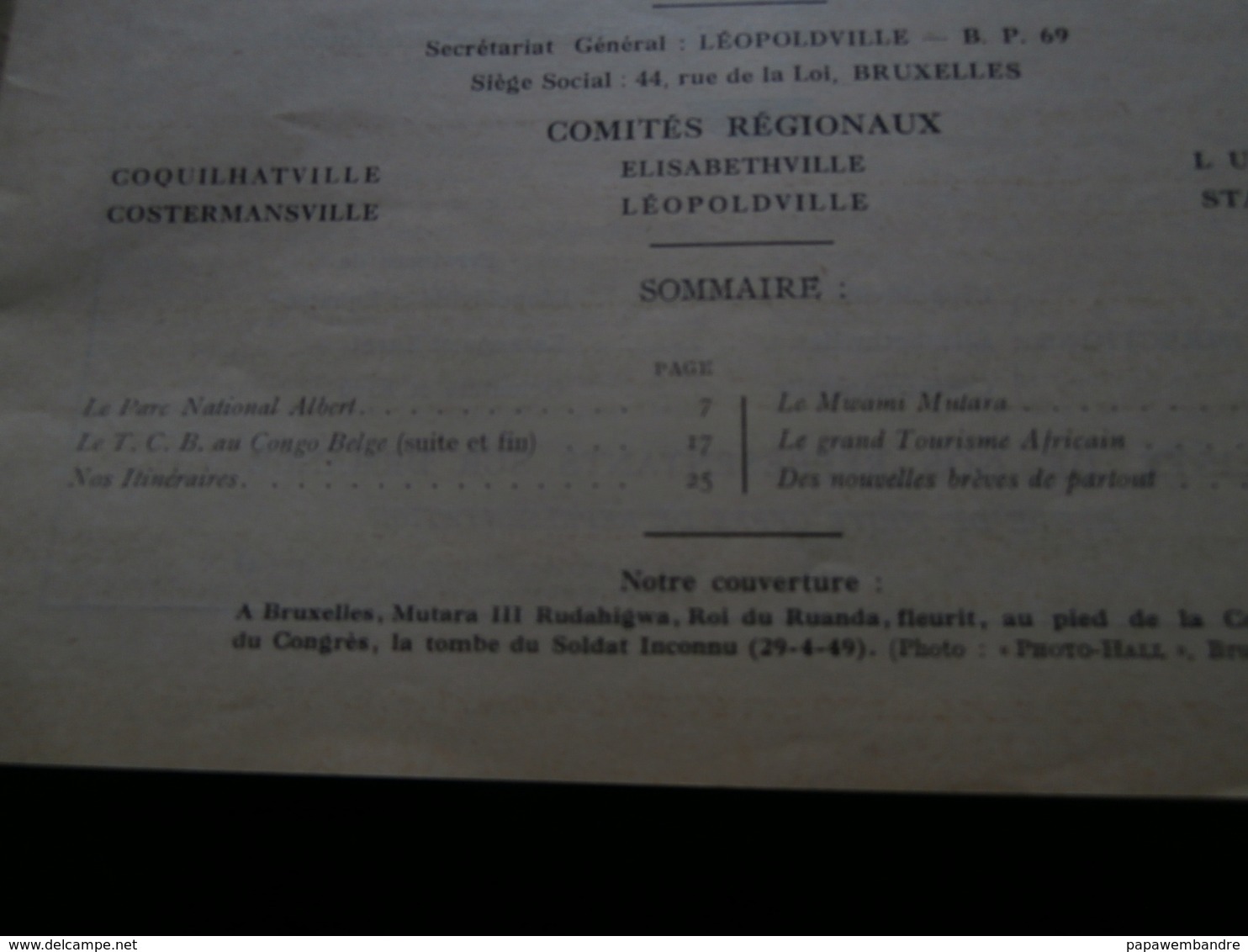 Touring Club Congo Belge 6 (juin 1949) : Congo, Léopoldville, Kikwit, F Fuchs - 1900 - 1949