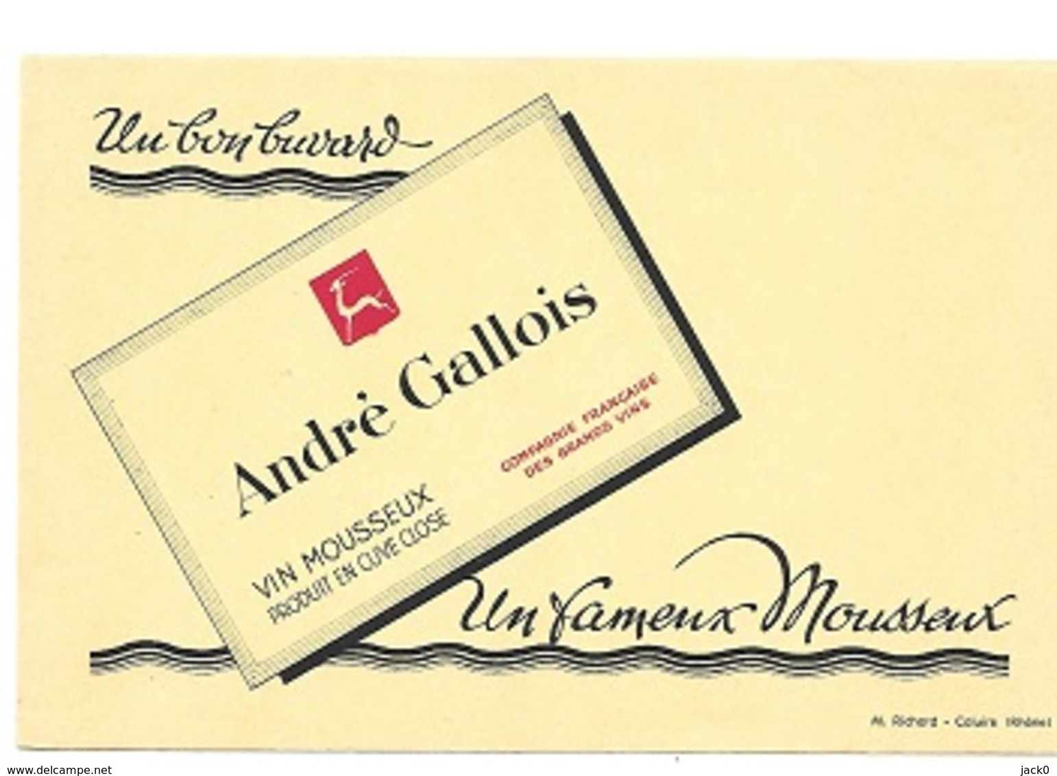 BUVARD  Marque  Boisson  Vin  Mousseux  ANDRE  GALLOIS  Produit  En  Cuve  Close - Collections, Lots & Séries