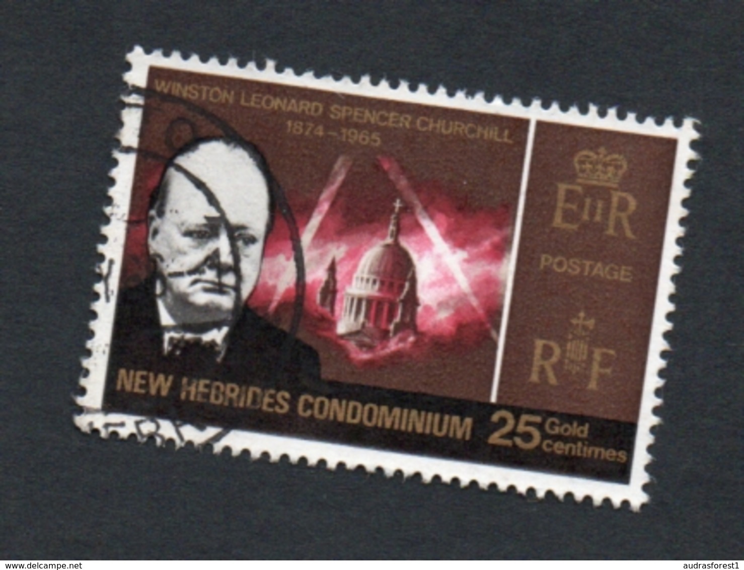 1966 CHURCHILL New Hebrides 25c  Yvert Tellier No. 233 Timbre Usagee, Sans Charniere - Oblitérés