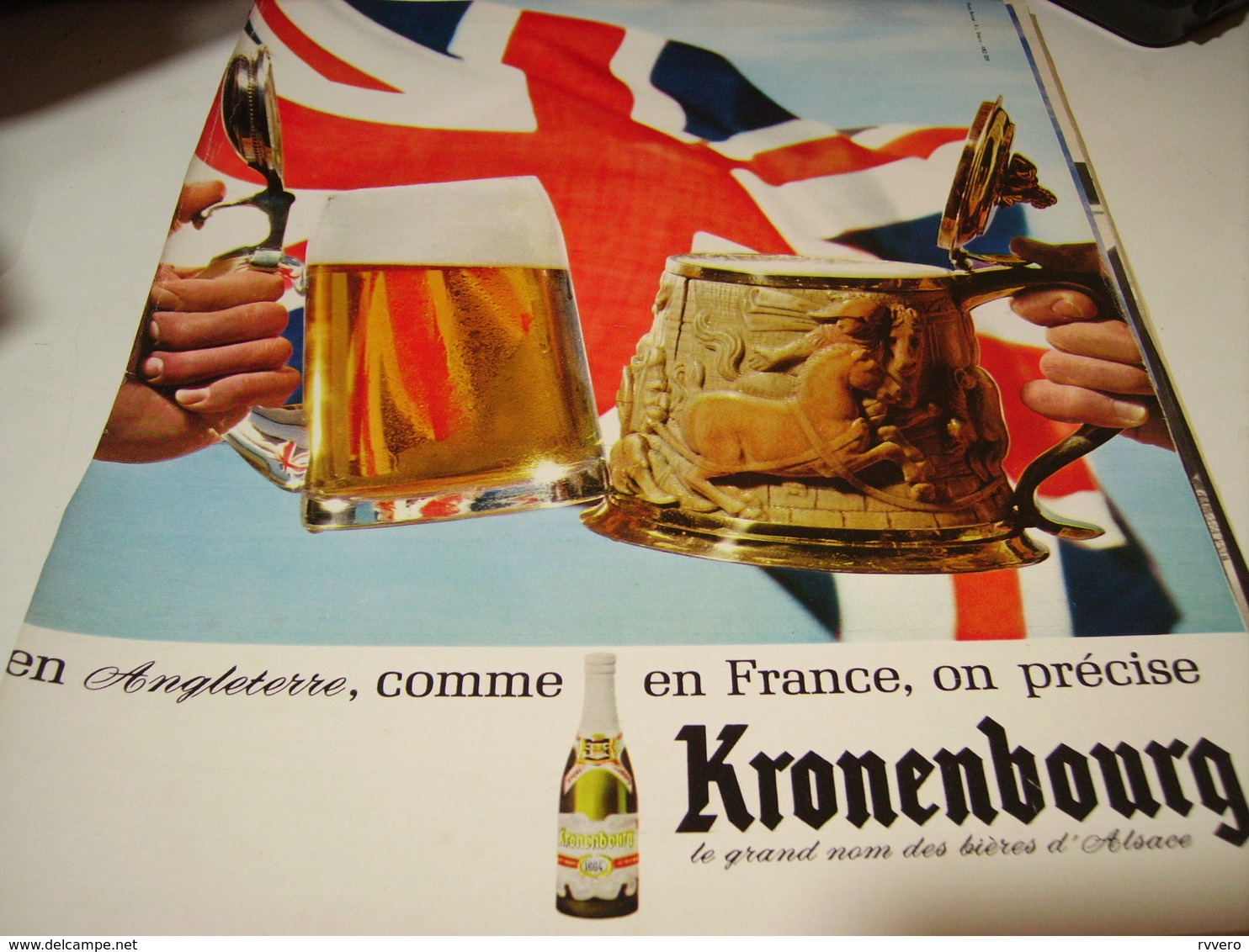 ANCIENNE PUBLICITE ANGLETERRE  BIERE KRONENBOURG 1965 - Alcools