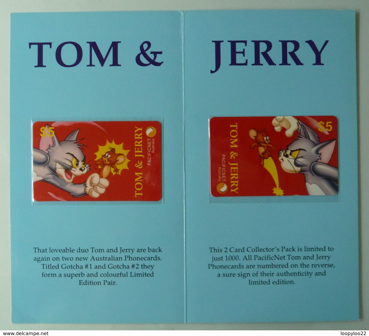 AUSTRALIA - PacificNet - $5 - Tom & Jerry - Gotcha 1 And 2 - 1000ex - MINT - Australia