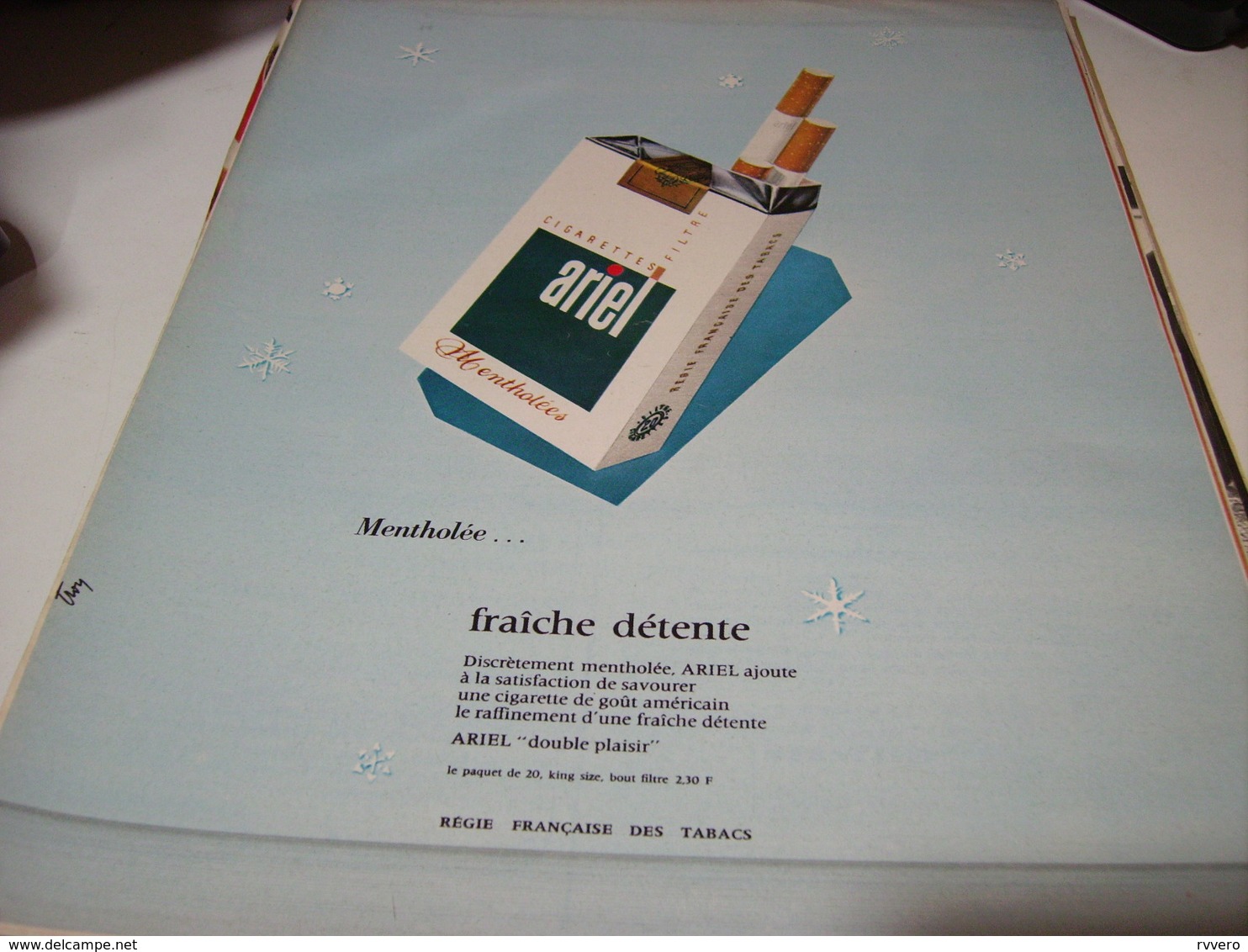 ANCIENNE PUBLICITE CIGARETTES ARIEL 1965 - Autres & Non Classés