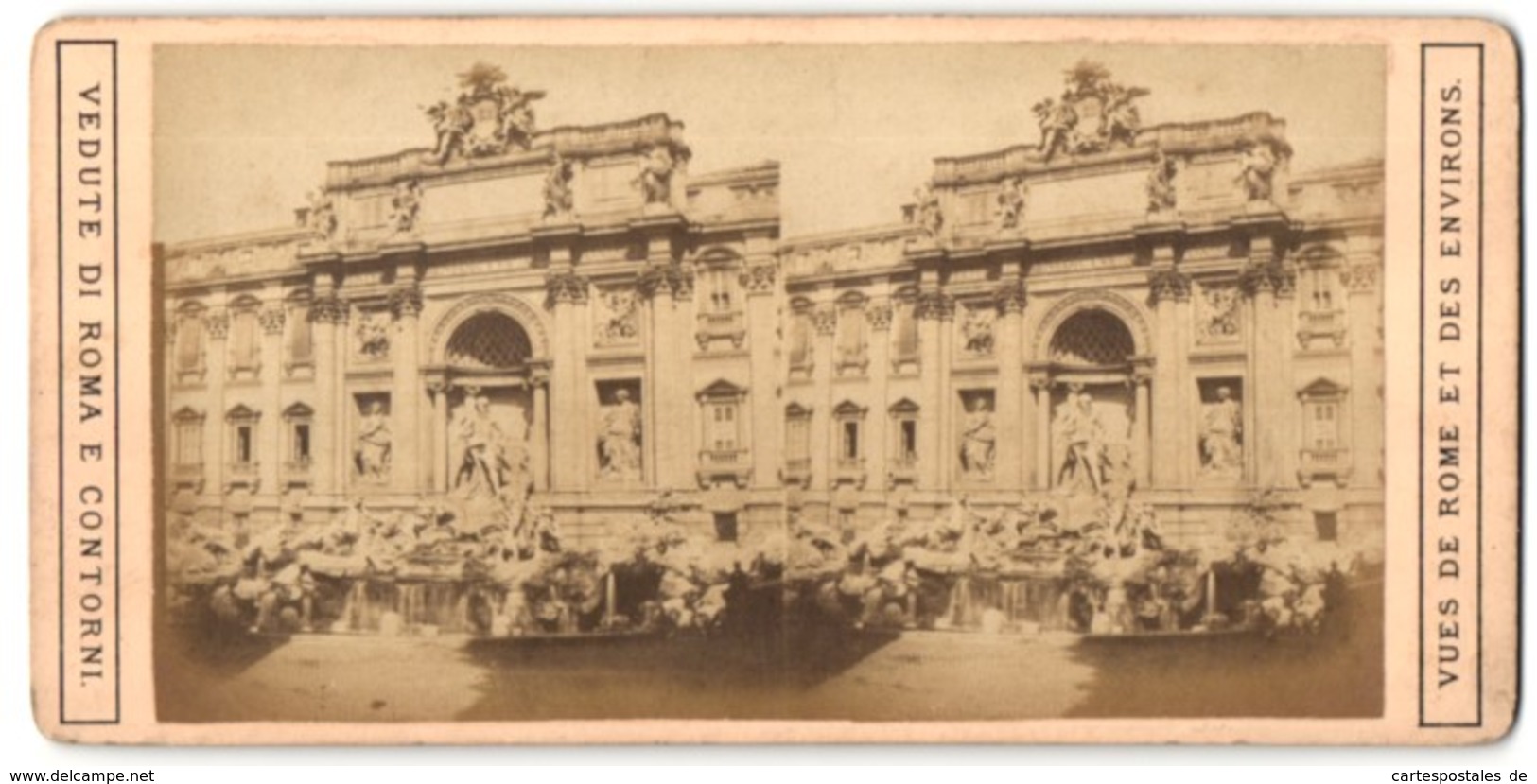 Stereo-Foto Unbekannter Fotograf, Ansicht Rom, Trevi-Brunnen - Stereo-Photographie