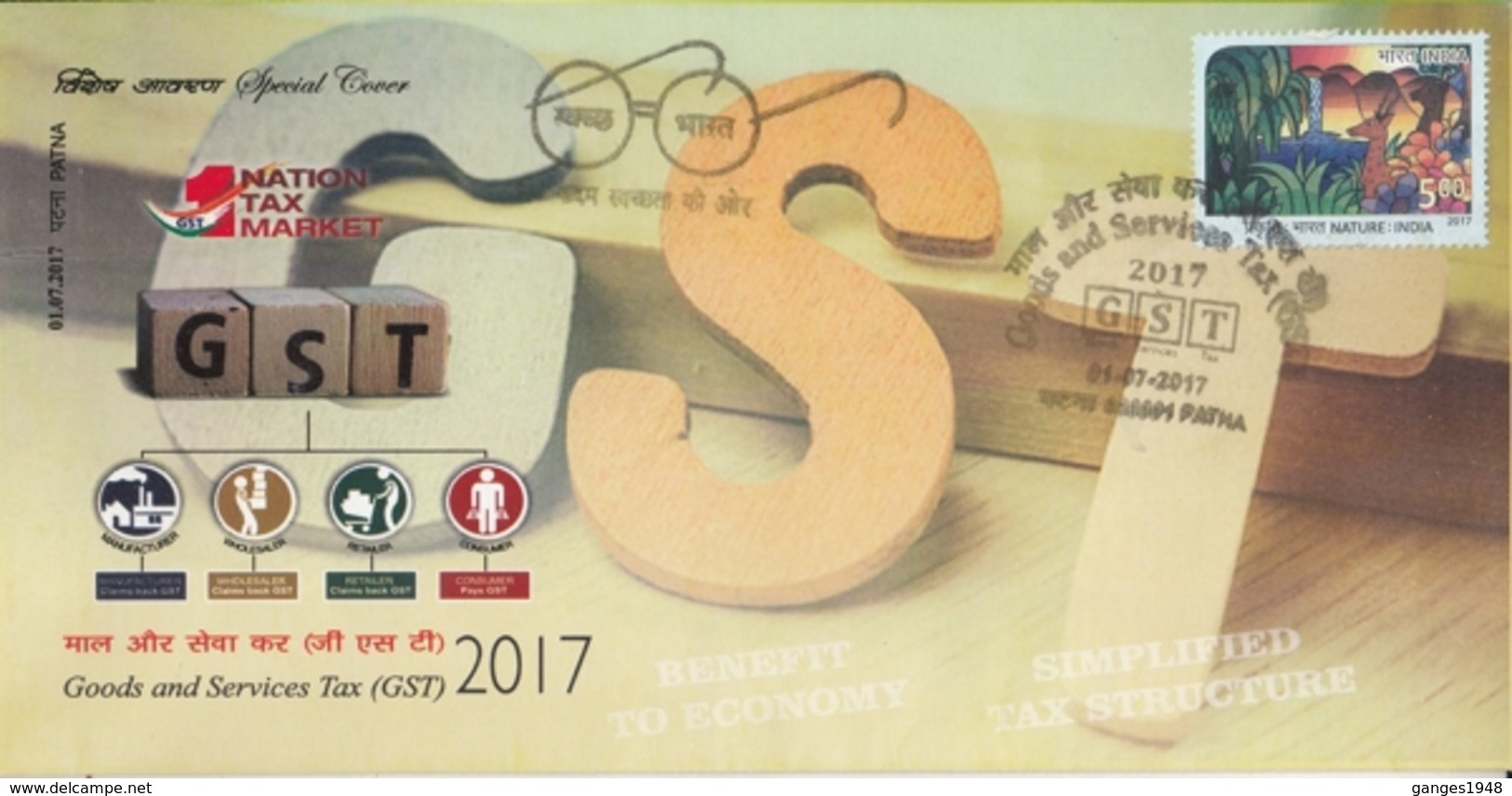 India  2017  Godds And Service Tax  GST  Patna  Special Cover   # 16094  D  Inde Indien - Covers & Documents