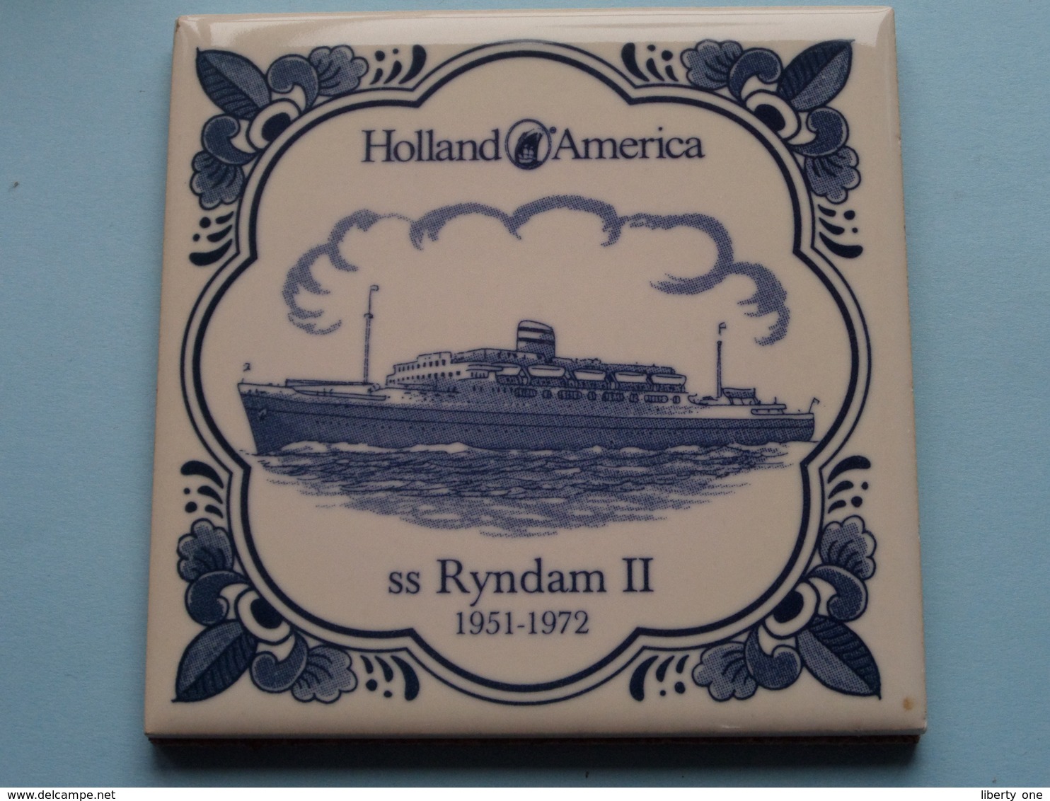 Ss RYNDAM II - 1951/1972 ( HOLLAND - AMERICA ) Porcelain / Porselein TEGEL / TILE ( Voir / See Photo / NO Case ) ! - Other & Unclassified