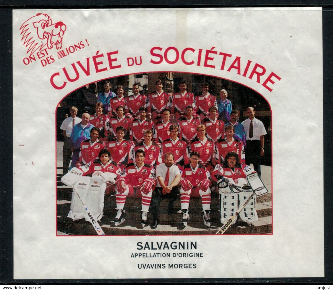 Rare // Etiquette De Vin // Hockey Sur Glace // Salvagnin, Cuvée Du Sociétaire Lausanne HC - Autres & Non Classés